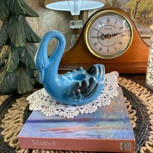 Blue Ceramic Swan Planter